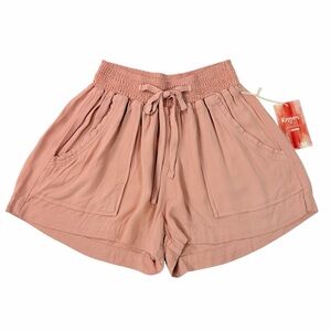 NWT Cisono Womens XL Mauve Pink Blush Shorts High Waist Pockets